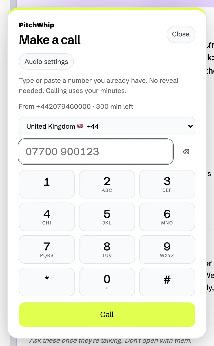 The keypad for dialling any number from the panel